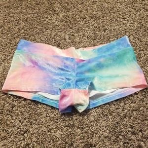 iHeartRaves velvet tiedye scrunch butt shorts